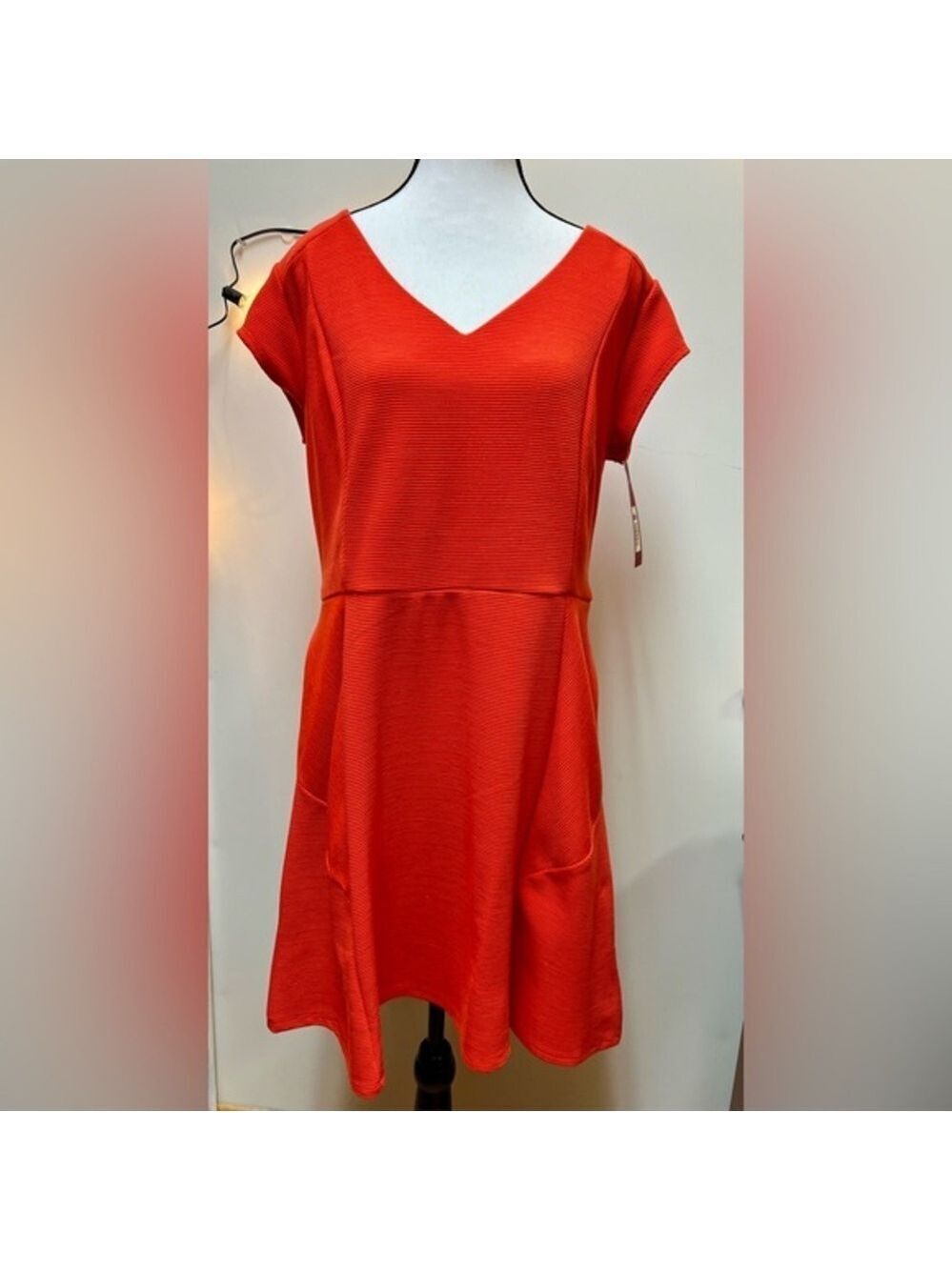 Merona V-Neck Short Sleeved Ribbed Flared Dress